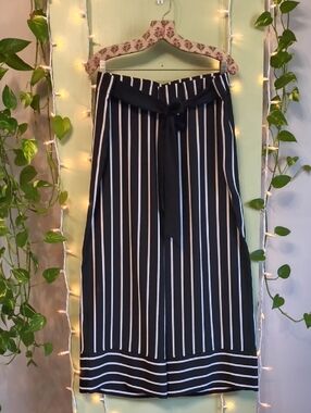Women's I.N.C. International Concepts Gaucho Blk White Vertical Striped Pant XL